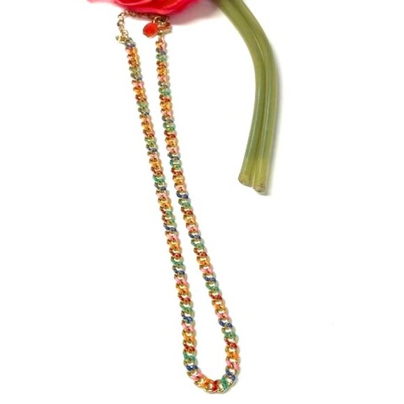 Nikki Smith Multi-colored Rainbow Enamel on Gold Tone Chain - Picture 2 of 6